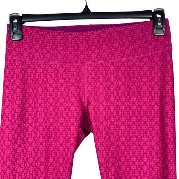 PrAna Medium Misty Knicker Capris Legging Geometric Stretch Wicking Shirred Pink - Picture 2 of 7